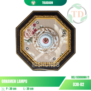 Ornamen Lampu 30x30cm Segi 8 Gold D30-03