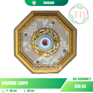 Ornamen Lampu 30x30 cm Segi 8 Putih Gold D30-04