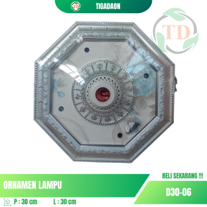 Ornamen Lampu 30x30 cm Segi 8 Silver D30-06