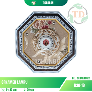 Ornamen Lampu 30x30 cm Segi 8 Silver Hitam D30-18