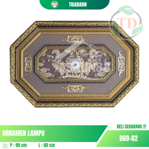 Ornamen Lampu 60x90 cm Segi 8 Coklat Gold D69-02