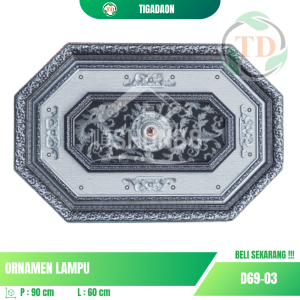 Ornamen Lampu 60x90 cm Segi 8 Silver Black D69-03