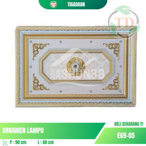 Ornamen Lampu 60x90 Persegi Putih Gold E69-05