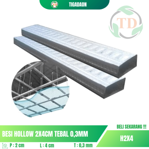Besi Hollow 2x4cm Tebal 0.3mm Galvalum Full