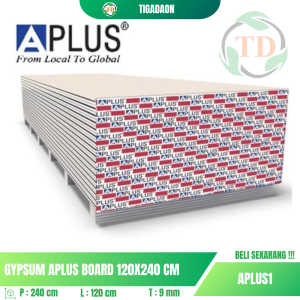 Papan Gypsum APlus Ukuran 120x240 cm Tebal 9 mm