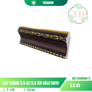 List Figura 5.5-C3 5.5 cm Hitam Gold Motif Kayu