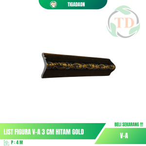 List Figura V-A 3 cm Hitam Gold