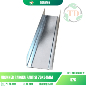 Rangka Partisi Urunner 76x34 mm 3 Meter